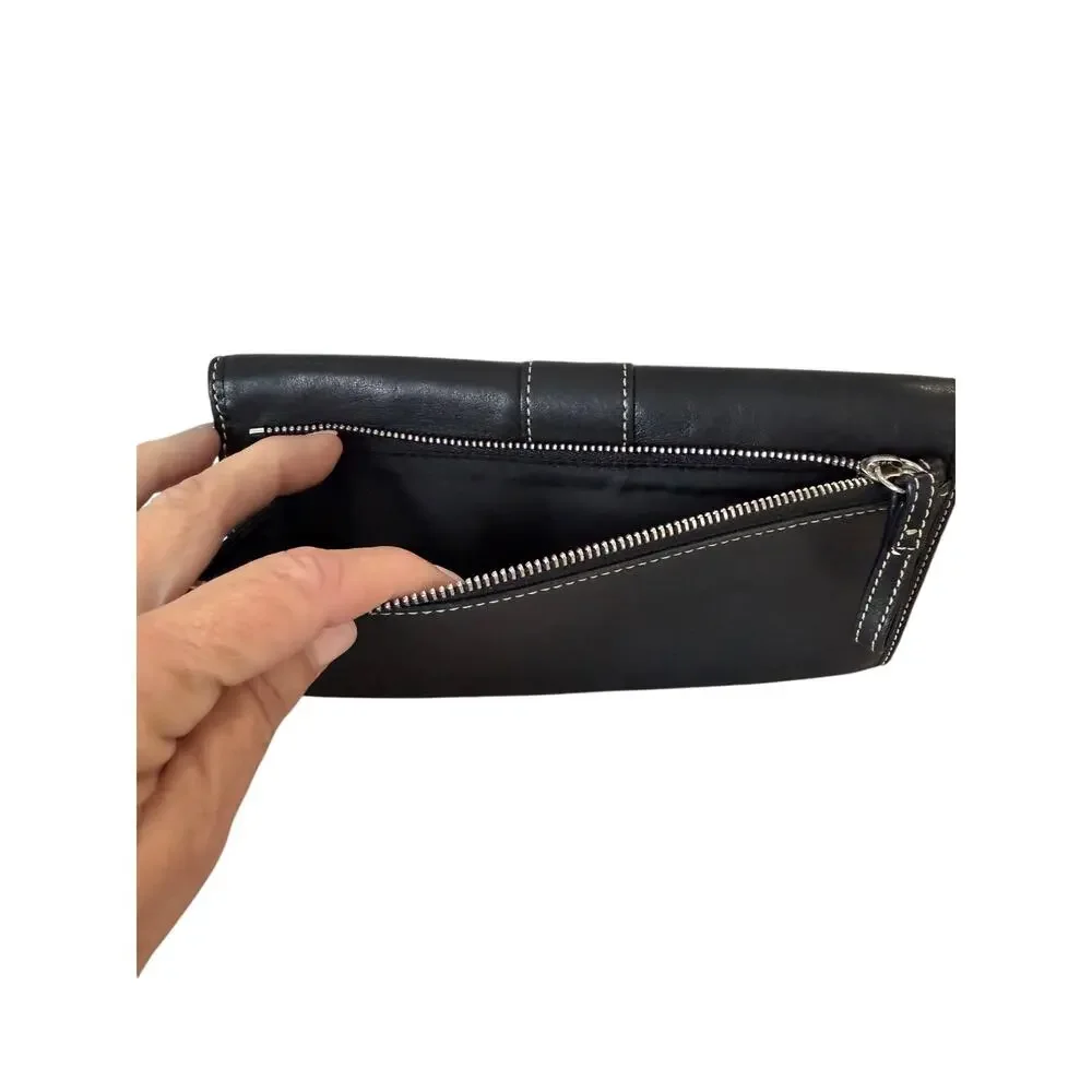COACH Vintage Hampton Black Leather Trifold Wallet Y2K 90’s